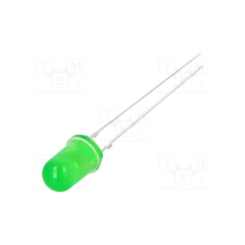 10 pcs : OSG59A5A34A1-Z3 - LED, 5mm, green, 25000÷30000mcd, 30°, Front: convex, 3.1÷3.6V