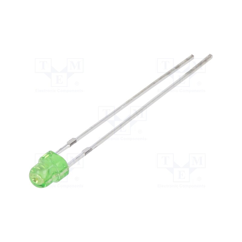 10 pcs : OSG5DA3VA3A - LED, 3mm, green, 1120÷1560mcd, 100°, Front: convex, 2.9÷3.4V, 102mW