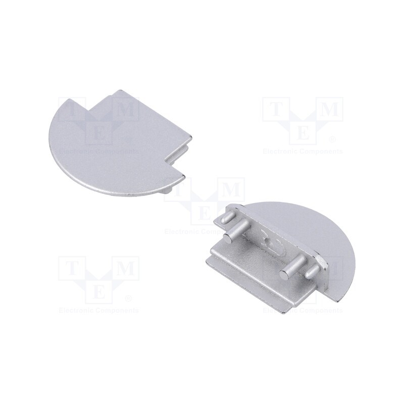 10 set : A3110040 -AS - Cap for LED profiles, silver, 2pcs, ABS, with hole, GROOVE14