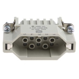 1 pcs - HARTING Heavy Duty Power Connector Insert, 10A, Male, Han D Series, 15 Contacts