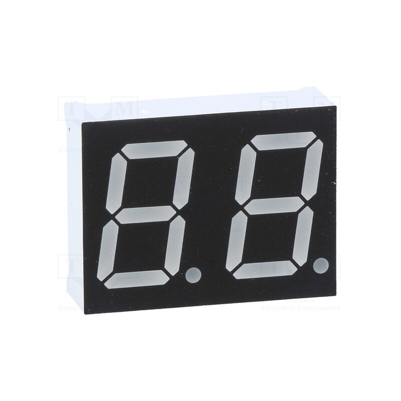 10 pcs : OPD-D5630LE-BW - Display: LED, 7-segment, 14.2mm, 0.56', No.char: 2, red, 60mcd, anode