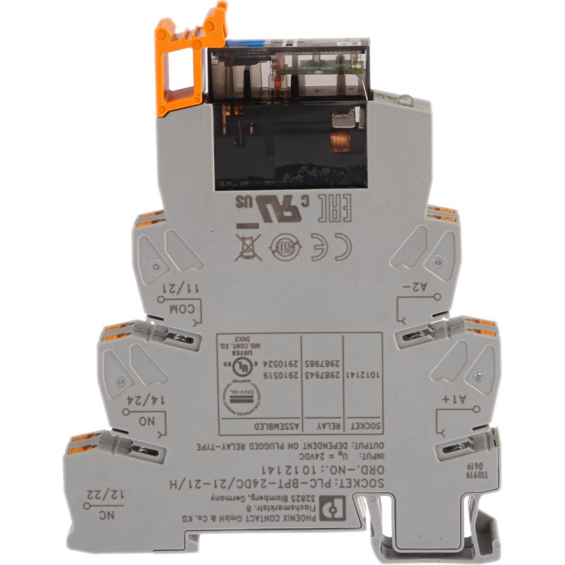 1 pcs - Phoenix Contact PLC-RPT- 24DC/21-21AU/MS Series Interface Relay, DIN Rail Mount, 24V dc Coil, DPDT, 2-Pole