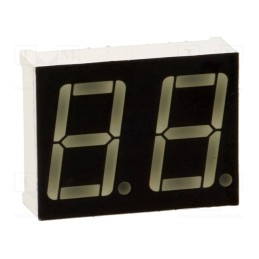 10 pcs : KW2-561CGA - Display: LED, 7-segment, 14mm, 0.56', No.char: 2, green, 2.5÷3.5mcd