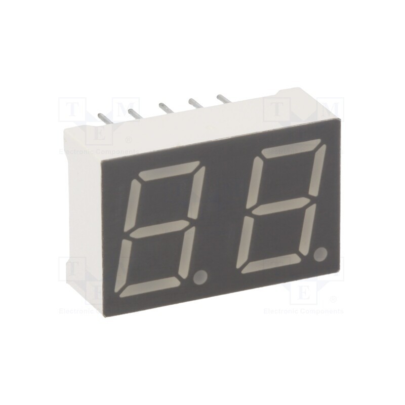 10 pcs : KW2-391CVA - Display: LED, 7-segment, 10mm, 0.39', No.char: 2, red, 24÷48mcd