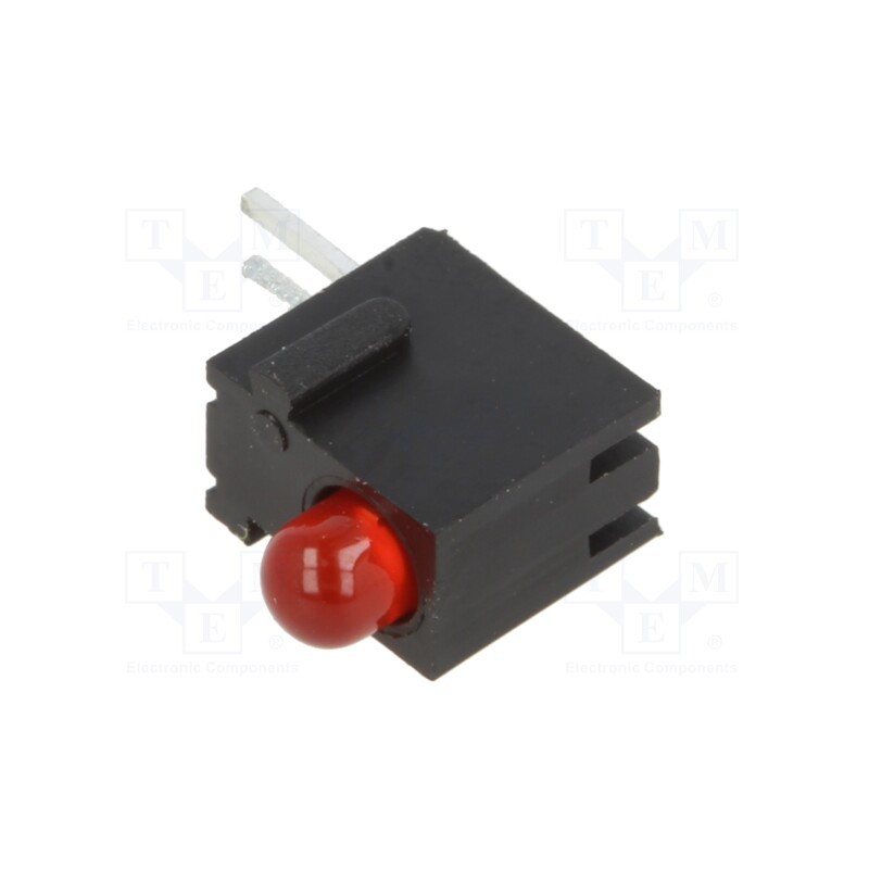 10 pcs : H100CRD - LED, in housing, red, 3mm, No.of diodes: 1, 20mA, Lens: diffused, 45°