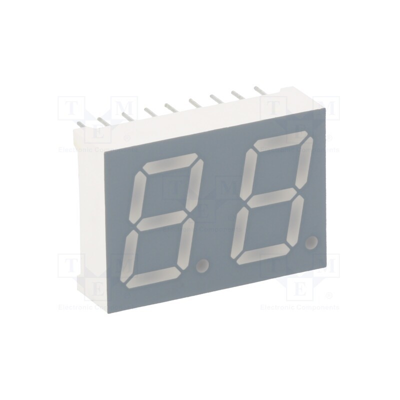 10 pcs : KW2-521AVA - Display: LED, 7-segment, 13.2mm, 0.52', No.char: 2, red, 40÷80mcd