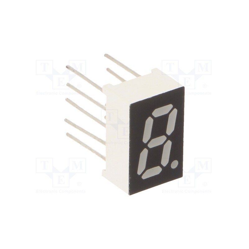 10 pcs : OSL10326-LY - Display: LED, 7-segment, 8mm, 0.32', No.char: 1, yellow, 60mcd