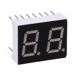10 pcs : LDD040AUE-101A-02 - Display: LED, 7-segment, 10.16mm, 0.4', No.char: 2, red, 6.5mcd