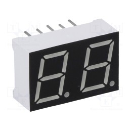 10 pcs : OPD-D3910G-BW - Display: LED, 7-segment, 10mm, 0.39', No.char: 2, green, 5mcd, anode