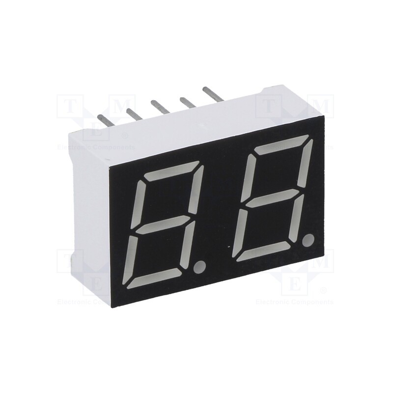 10 pcs : OPD-D3910G-BW - Display: LED, 7-segment, 10mm, 0.39', No.char: 2, green, 5mcd, anode