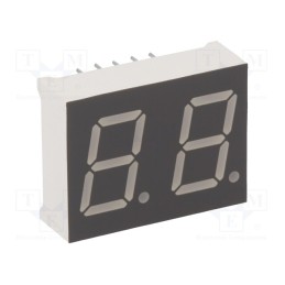 10 pcs : KW2-502AGA - Display: LED, 7-segment, 12.7mm, 0.5', No.char: 2, yellow-green