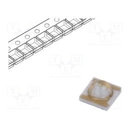 10 pcs : RC35E1-SBE-FR - LED, 3535, 120°, convex, 3.45x3.45x1.95mm, Pmax: 1W