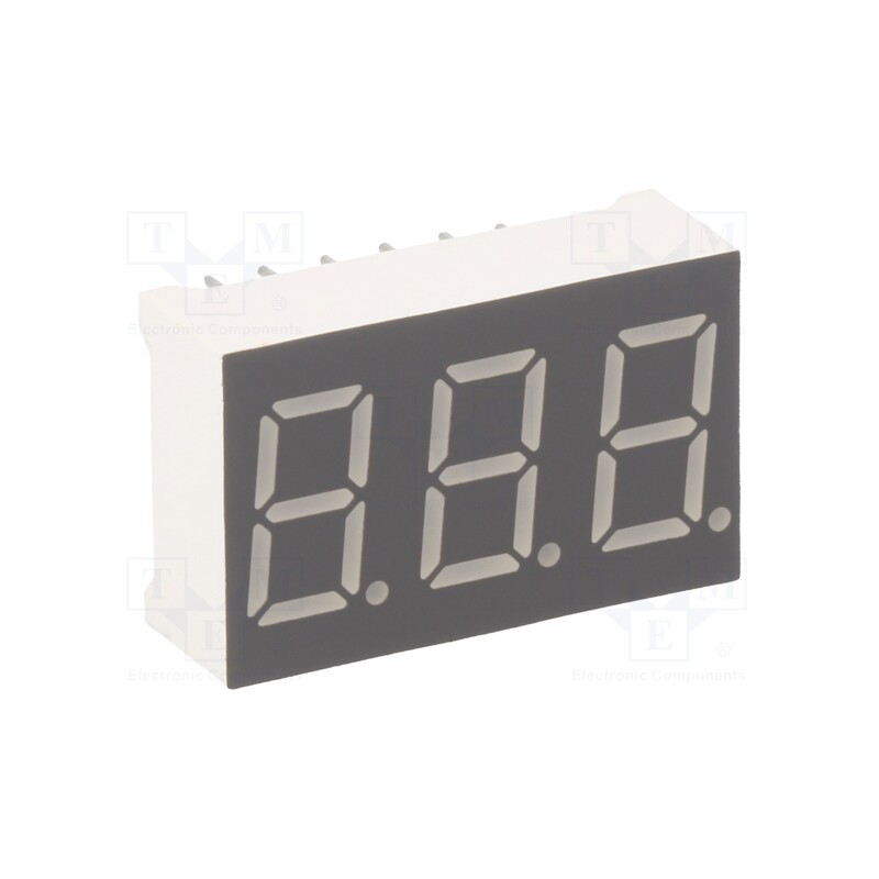 10 pcs : KW3-361AVA - Display: LED, 7-segment, 9.2mm, 0.36', No.char: 3, red, 36÷72mcd