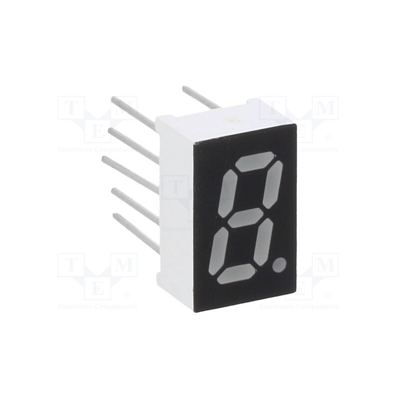 10 pcs : OSL10326-IYG - Display: LED, 7-segment, 8mm, 0.32', No.char: 1, yellow-green, 12mcd