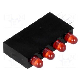 10 pcs : H30D-4SD - LED, in housing, red, 3mm, No.of diodes: 4, 20mA, Lens: red,diffused
