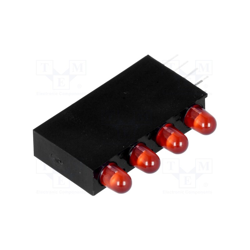 10 pcs : H30D-4SD - LED, in housing, red, 3mm, No.of diodes: 4, 20mA, Lens: red,diffused