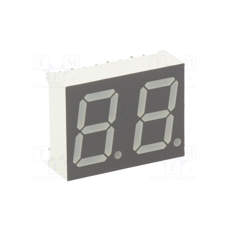 10 pcs : KW2-56GCVA - Display: LED, 7-segment, 14.2mm, 0.56', No.char: 2, red, 40÷80mcd