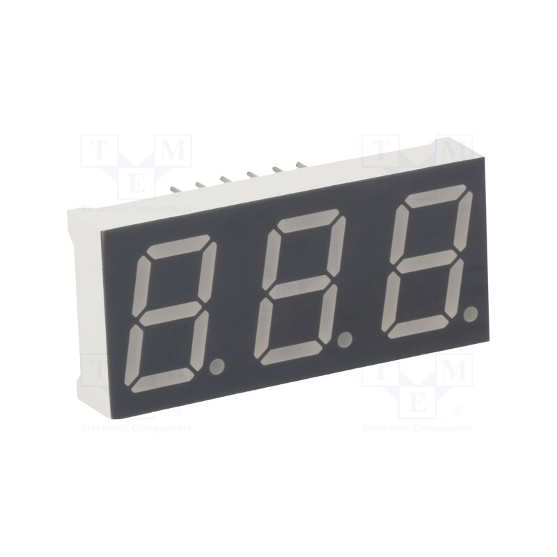 10 pcs : KW3-521CVA - Display: LED, 7-segment, 13.2mm, 0.52', No.char: 3, red, 40÷80mcd