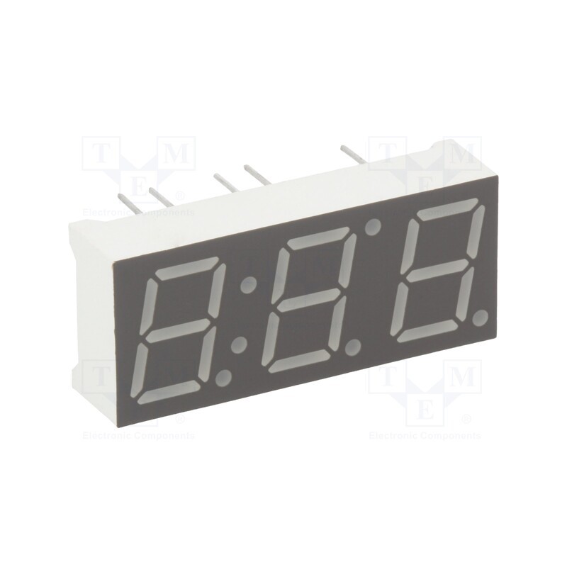 10 pcs : KW3-392CVA - Display: LED, 7-segment, 10mm, 0.39', No.char: 3, red, 35÷70mcd