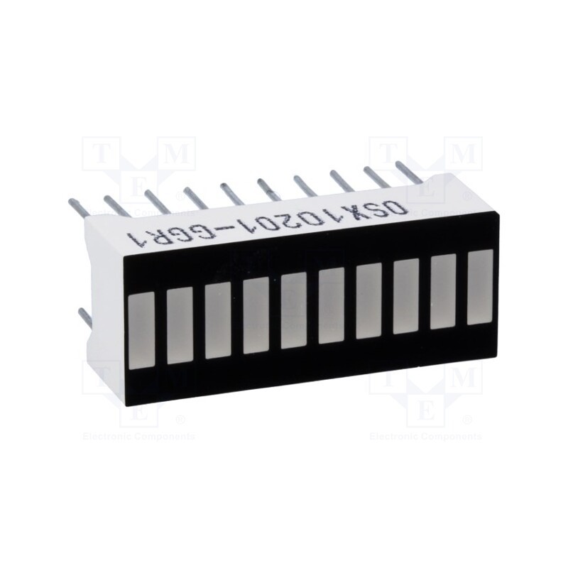 10 pcs : OSX10201-GGR1 - Display: LED, bargraph, green (7x) / red (3x), 25.5x10.2x7.9mm