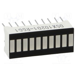 10 pcs : OSX10201-RGG1 - Display: LED, bargraph, red (4x) / green (6x), 25.5x10.2x7.9mm