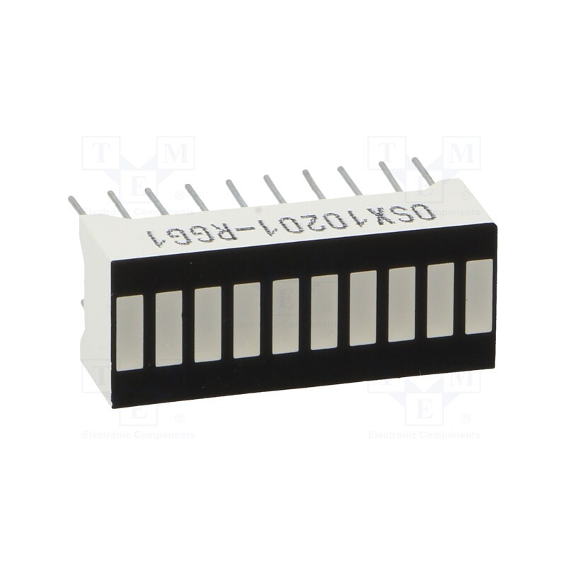 10 pcs : OSX10201-RGG1 - Display: LED, bargraph, red (4x) / green (6x), 25.5x10.2x7.9mm