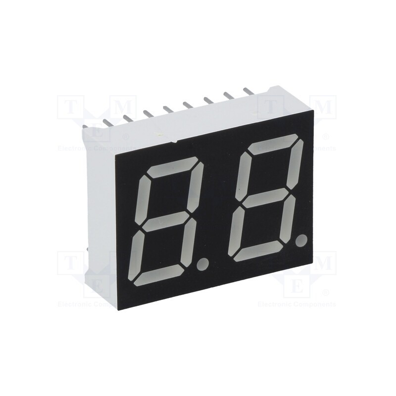 10 pcs : OPD-D5630SR-BW - Display: LED, 7-segment, 14.2mm, 0.56', No.char: 2, red, 15mcd, anode