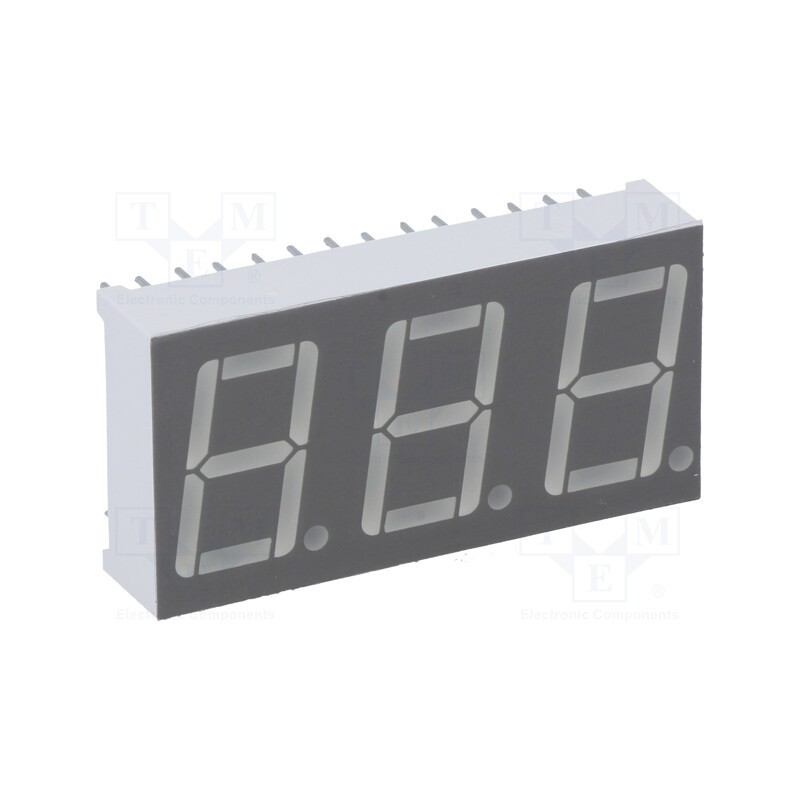 10 pcs : KW3-562ASA - Display: LED, 7-segment, 14mm, 0.56', No.char: 3, red, 2÷4mcd, anode