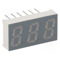 10 pcs : KW3-304CVA - Display: LED, 7-segment, 8mm, 0.31', No.char: 3, red, 37÷74mcd