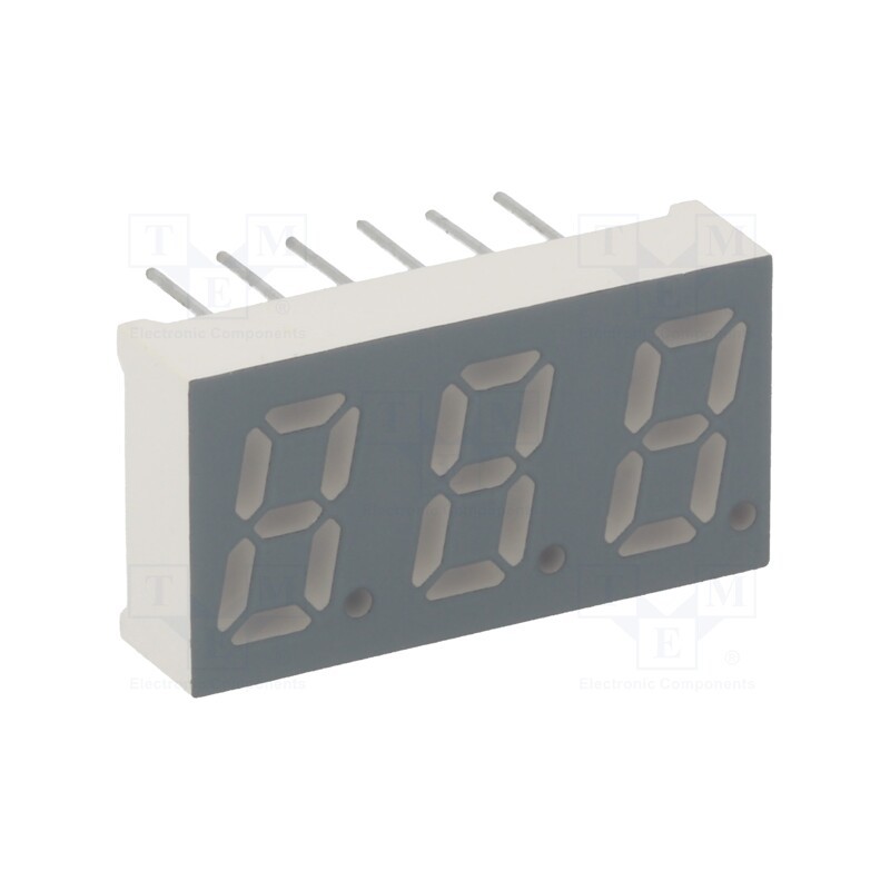 10 pcs : KW3-304CVA - Display: LED, 7-segment, 8mm, 0.31', No.char: 3, red, 37÷74mcd