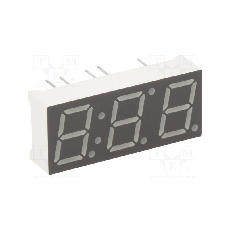 10 pcs : KW3-392AGA - Display: LED, 7-segment, 10mm, 0.39', No.char: 3, yellow-green