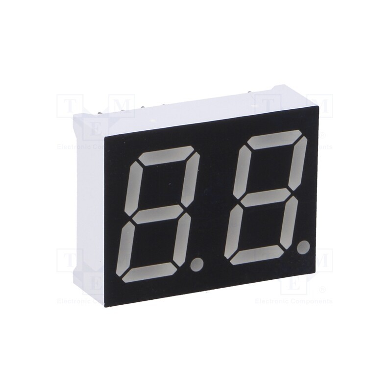 10 pcs : OPD-D5630LA-BW - Display: LED, 7-segment, 14.2mm, 0.56', No.char: 2, amber, 60mcd