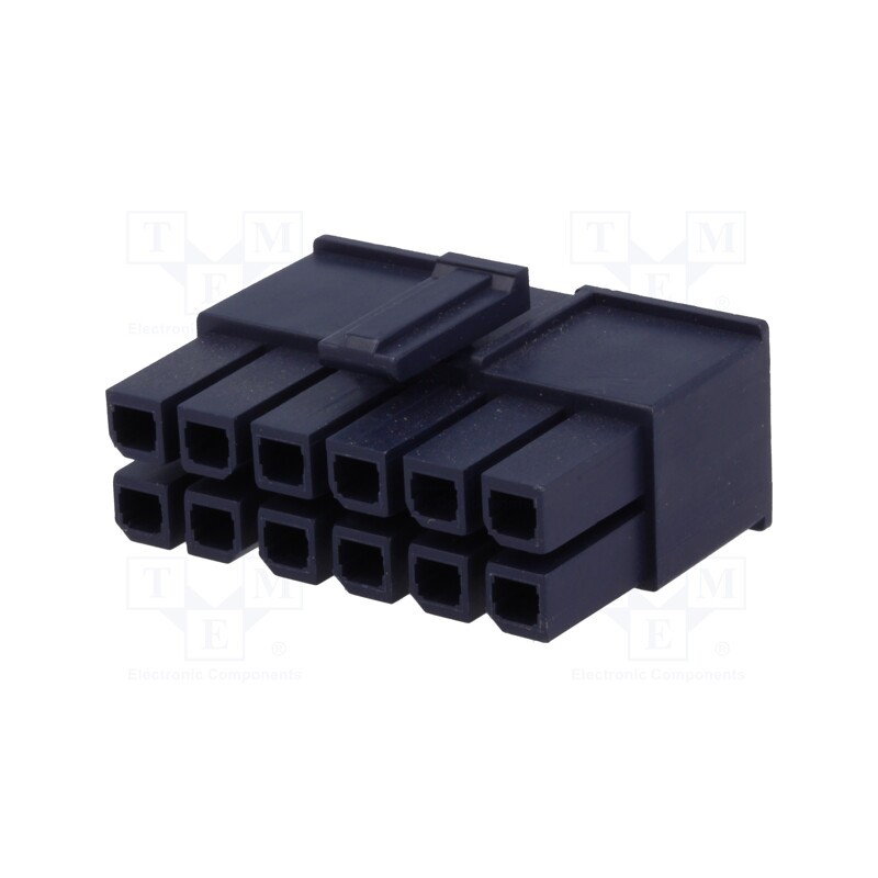 10 pcs : 1700010112 - Plug, wire-wire/PCB, female, Mega-Fit, 5.7mm, PIN: 12, UL94V-2, 23A