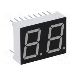 10 pcs : LDD056AUE-101-02 - Display: LED, 7-segment, 14.22mm, 0.56', No.char: 2, red, 11.2mcd