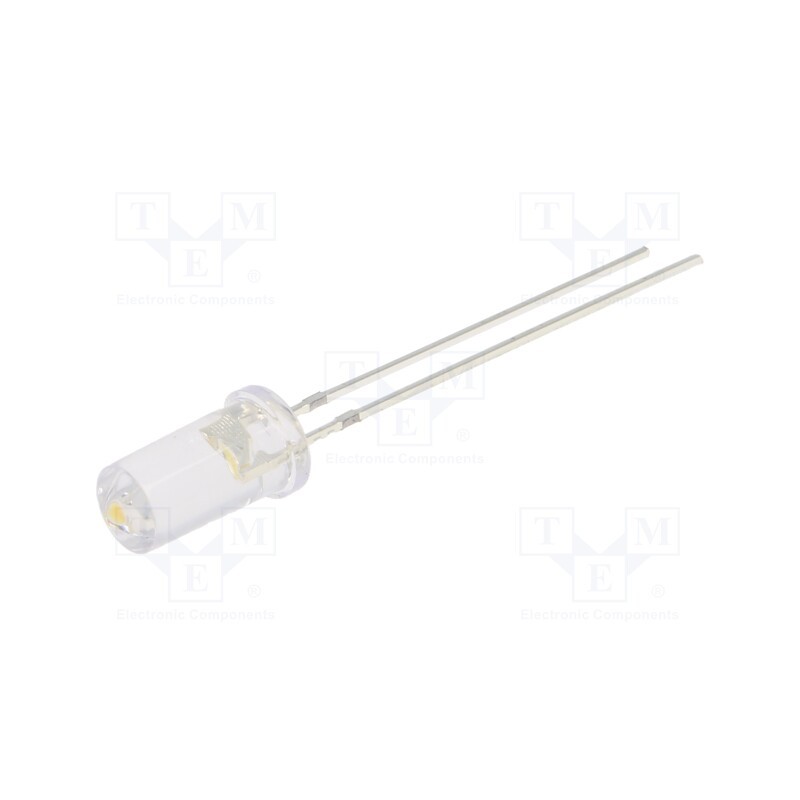 10 pcs : OSMMD25TA1A - LED, 5mm, white warm, 1120÷1560mcd, 100°, Front: flat, 2.7÷3.4V