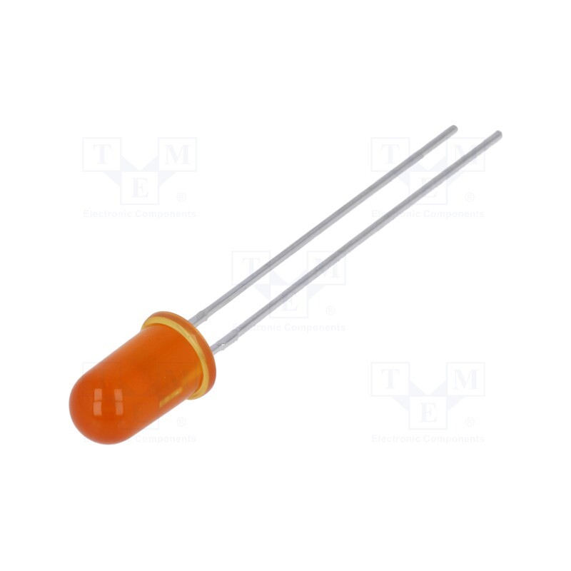 10 pcs : HLMP-D401 - LED, 5mm, orange, 6.1mcd, 60°, Front: convex, 1.9÷2.4V, No.of term: 2