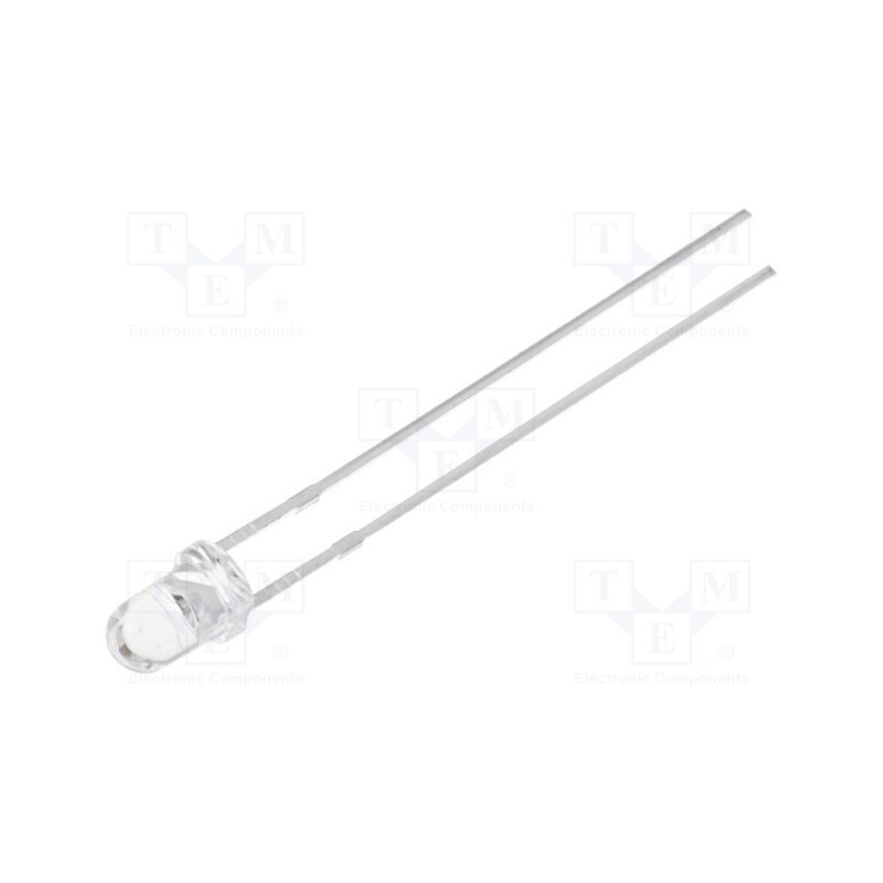 10 pcs : OSCK4L3131A - LED, 3mm, white (sunshine), 30°, Front: convex, 2.8÷3.6V, 7÷7.5lm