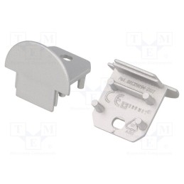 10 set : 96090040 -AS - Cap for LED profiles, silver, 2pcs, ABS, with hole, DEEP10