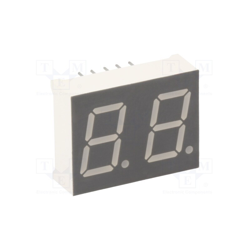 10 pcs : KW2-502CVA - Display: LED, 7-segment, 12.7mm, 0.5', No.char: 2, red, 40÷80mcd