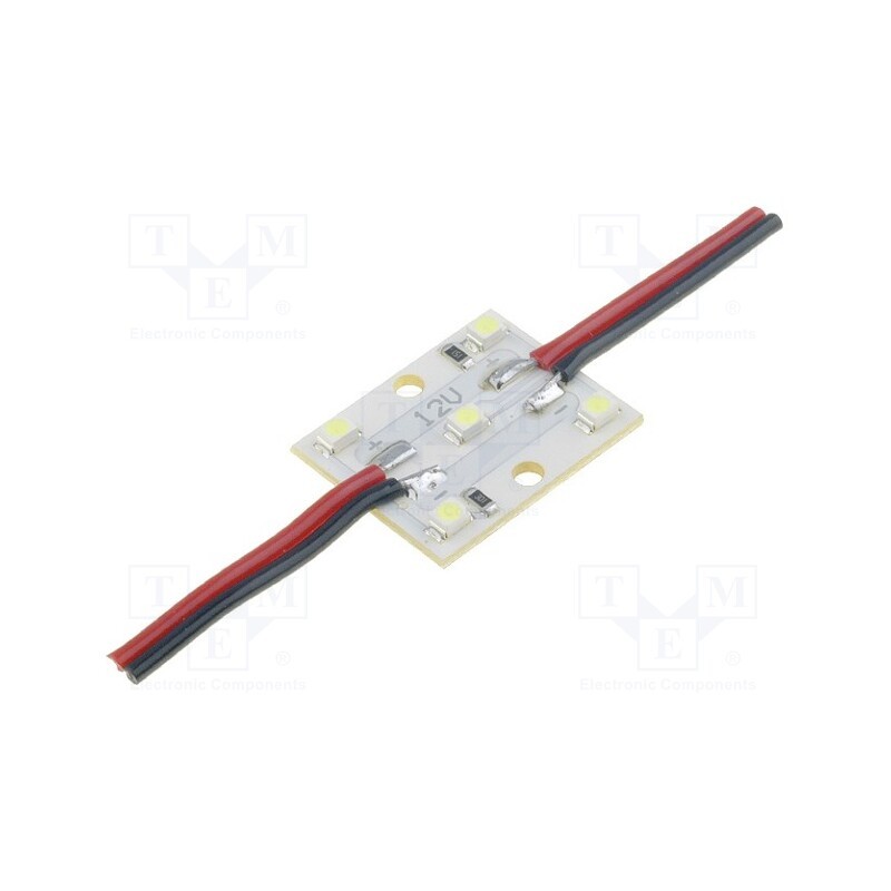 10 pcs : OF-LED5PLCC2 - LED, white, 0.48W, 26lm, 12VDC, 120°, No.of diodes: 5, 27x22mm