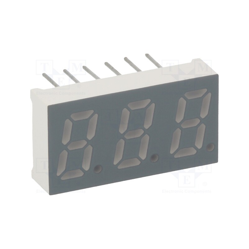 10 pcs : KW3-304AGA - Display: LED, 7-segment, 8mm, 0.31', No.char: 3, yellow-green, anode