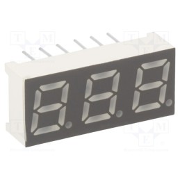 10 pcs : KW3-281CGA - Display: LED, 7-segment, 7mm, 0.28', No.char: 3, yellow-green