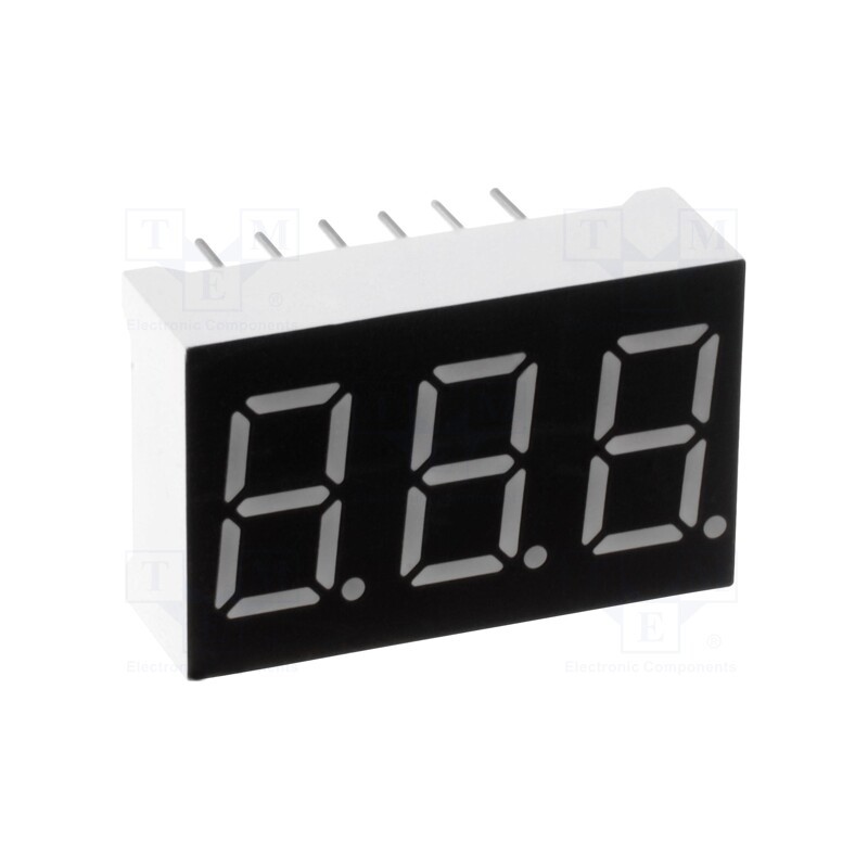 10 pcs : LTD036AAG-101A-01 - Display: LED, 7-segment, 9.14mm, 0.36', No.char: 3, green, 4.8mcd