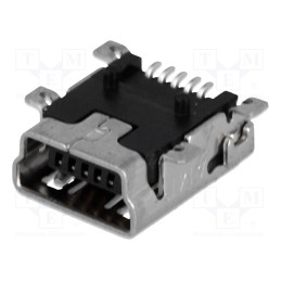 10 pcs : 1734035-1 - Socket, USB B mini, on PCBs, SMT, PIN: 5, horizontal, in-tray