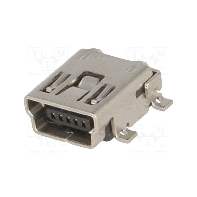 10 pcs : 1734035-2 - Socket, USB B mini, on PCBs, SMT, PIN: 5, horizontal, reel