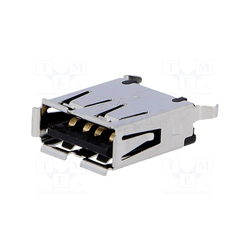 10 pcs : 1734366-1 - Socket, USB A, on PCBs, THT, PIN: 4, straight