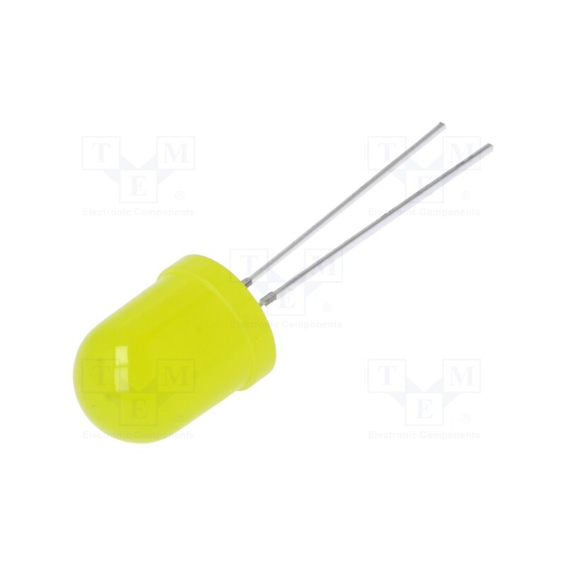10 pcs : OSY5PAA134A-1MA - LED, 10mm, yellow, 1120÷500mcd, 30°, Front: convex, 1.8÷2.2V, 66mW