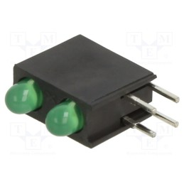 10 pcs : SSF-LXH240GGD - LED, in housing, green, 2.9mm, No.of diodes: 2, 20mA, 60°, 2.2÷2.6V
