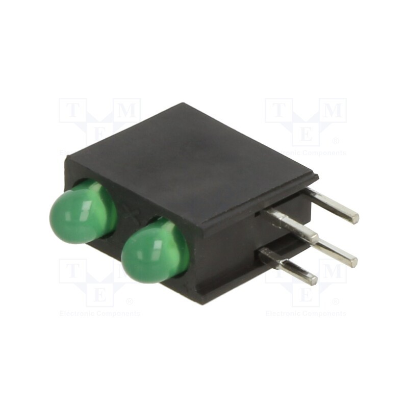 10 pcs : SSF-LXH240GGD - LED, in housing, green, 2.9mm, No.of diodes: 2, 20mA, 60°, 2.2÷2.6V