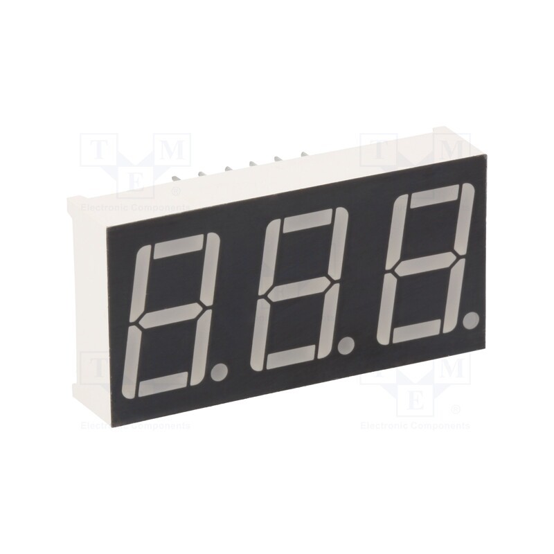 10 pcs : KW3-561AVB - Display: LED, 7-segment, 14.2mm, 0.56', No.char: 3, red, 40÷80mcd